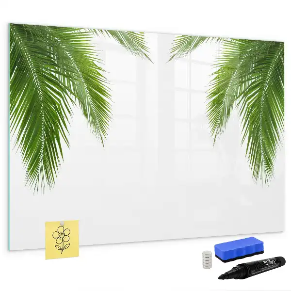 Magnetisch glazen schrijfbord voor notities en foto's met palmbladeren