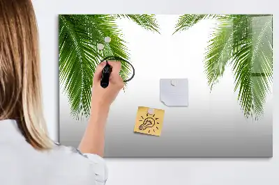 Magnetisch glazen schrijfbord voor notities en foto's met palmbladeren