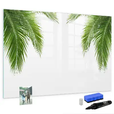 Magnetisch glazen schrijfbord voor notities en foto's met palmbladeren