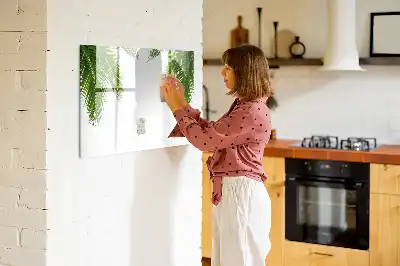 Magnetisch glazen schrijfbord voor notities en foto's met palmbladeren
