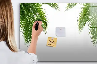 Magnetisch glazen schrijfbord voor notities en foto's met palmbladeren