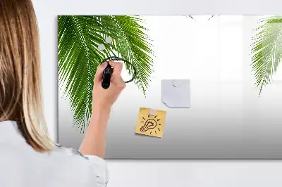 Magnetisch glazen schrijfbord voor notities en foto's met palmbladeren
