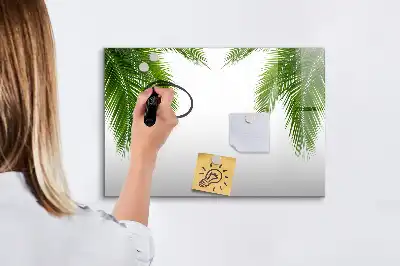 Magnetisch glazen schrijfbord voor notities en foto's met palmbladeren