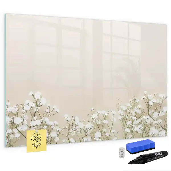 Beschrijfbaar glazen magneetbord met design van bloeiende bloemen