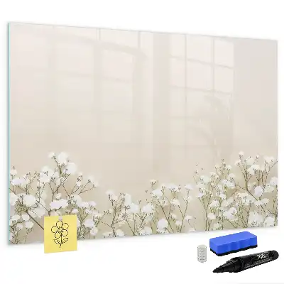 Beschrijfbaar glazen magneetbord met design van bloeiende bloemen