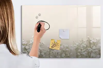 Beschrijfbaar glazen magneetbord met design van bloeiende bloemen