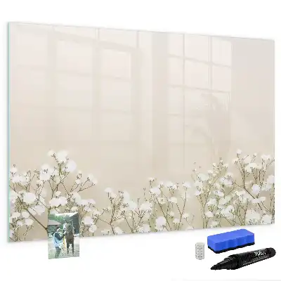 Beschrijfbaar glazen magneetbord met design van bloeiende bloemen