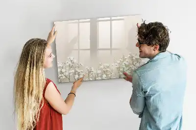 Beschrijfbaar glazen magneetbord met design van bloeiende bloemen