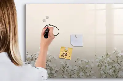 Beschrijfbaar glazen magneetbord met design van bloeiende bloemen
