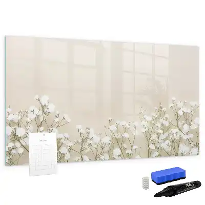 Beschrijfbaar glazen magneetbord met design van bloeiende bloemen