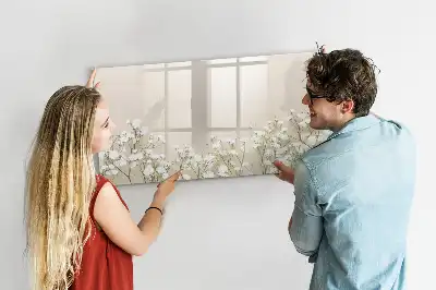 Beschrijfbaar glazen magneetbord met design van bloeiende bloemen