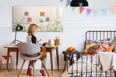 Beschrijfbaar glazen magneetbord met design van bloeiende bloemen