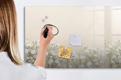 Beschrijfbaar glazen magneetbord met design van bloeiende bloemen