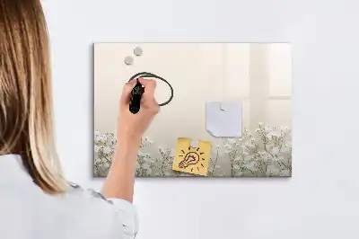 Beschrijfbaar glazen magneetbord met design van bloeiende bloemen