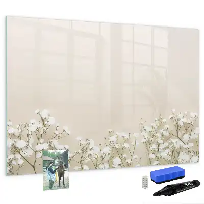 Beschrijfbaar glazen magneetbord met design van bloeiende bloemen