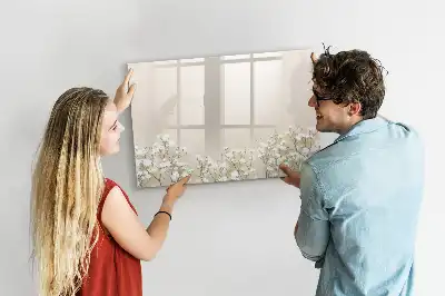 Beschrijfbaar glazen magneetbord met design van bloeiende bloemen