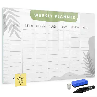 Glazen weekplanner beschrijfbaar magneetbord met design