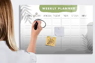 Glazen weekplanner beschrijfbaar magneetbord met design