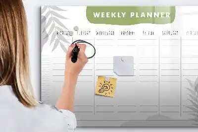 Glazen weekplanner beschrijfbaar magneetbord met design