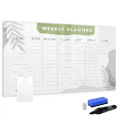 Glazen weekplanner beschrijfbaar magneetbord met design