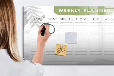 Glazen weekplanner beschrijfbaar magneetbord met design