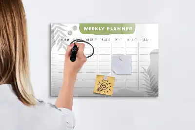 Glazen weekplanner beschrijfbaar magneetbord met design