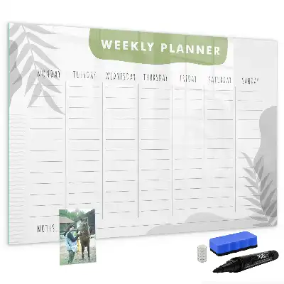 Glazen weekplanner beschrijfbaar magneetbord met design