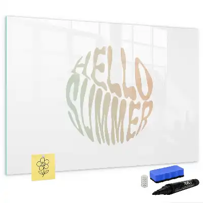 Magnetisch glazen schrijfbord voor notities en foto's met zomerse welkomsttekst