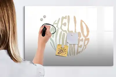 Magnetisch glazen schrijfbord voor notities en foto's met zomerse welkomsttekst