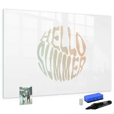 Magnetisch glazen schrijfbord voor notities en foto's met zomerse welkomsttekst