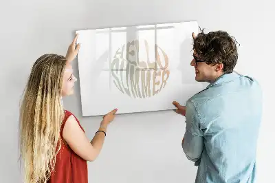 Magnetisch glazen schrijfbord voor notities en foto's met zomerse welkomsttekst