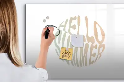 Magnetisch glazen schrijfbord voor notities en foto's met zomerse welkomsttekst