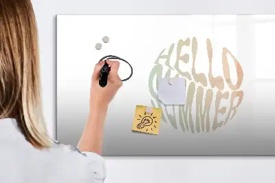 Magnetisch glazen schrijfbord voor notities en foto's met zomerse welkomsttekst