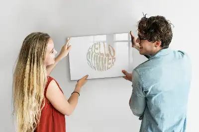 Magnetisch glazen schrijfbord voor notities en foto's met zomerse welkomsttekst
