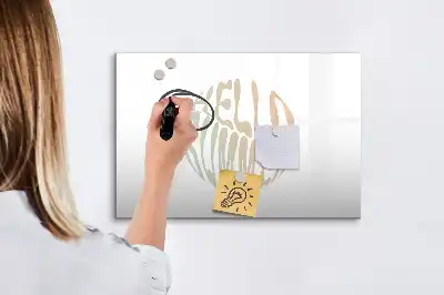 Magnetisch glazen schrijfbord voor notities en foto's met zomerse welkomsttekst