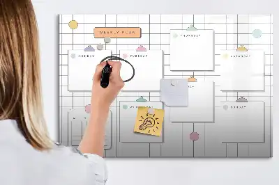Glazen weekplanner beschrijfbaar magneetbord met design