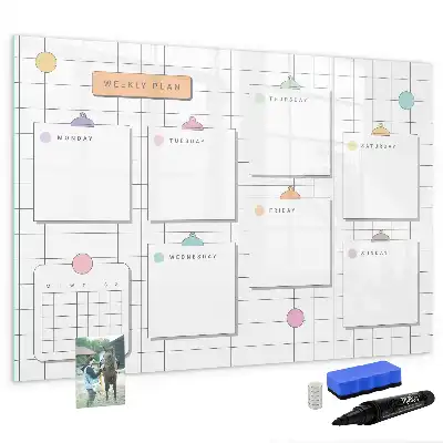Glazen weekplanner beschrijfbaar magneetbord met design