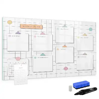 Glazen weekplanner beschrijfbaar magneetbord met design