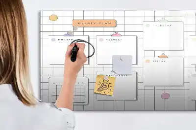 Glazen weekplanner beschrijfbaar magneetbord met design