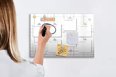 Glazen weekplanner beschrijfbaar magneetbord met design