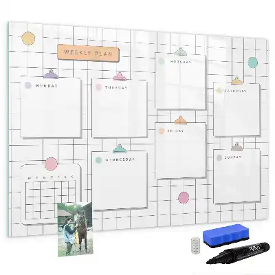 Glazen weekplanner beschrijfbaar magneetbord met design