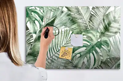 Magnetisch glazen schrijfbord met print van plantbladeren voor notities en foto's