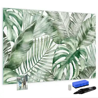 Magnetisch glazen schrijfbord met print van plantbladeren voor notities en foto's