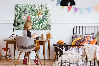 Magnetisch glazen schrijfbord met print van plantbladeren voor notities en foto's
