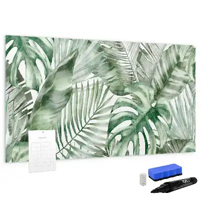 Magnetisch glazen schrijfbord met print van plantbladeren voor notities en foto's