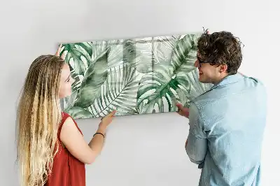 Magnetisch glazen schrijfbord met print van plantbladeren voor notities en foto's