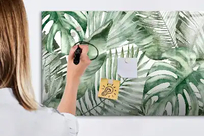 Magnetisch glazen schrijfbord met print van plantbladeren voor notities en foto's