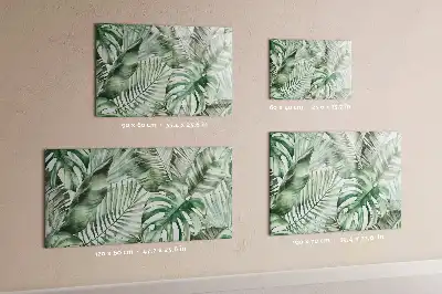 Magnetisch glazen schrijfbord met print van plantbladeren voor notities en foto's