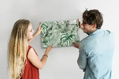 Magnetisch glazen schrijfbord met print van plantbladeren voor notities en foto's