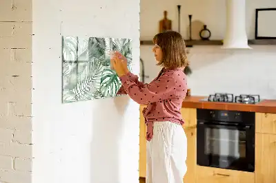Magnetisch glazen schrijfbord met print van plantbladeren voor notities en foto's